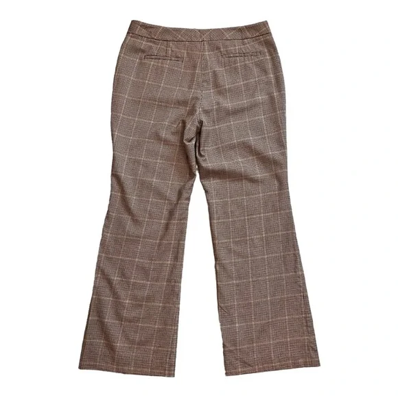 Talbots Signature Flare Wool Window Pane Plaid Wide Leg Trousers - Picture 6 of 14